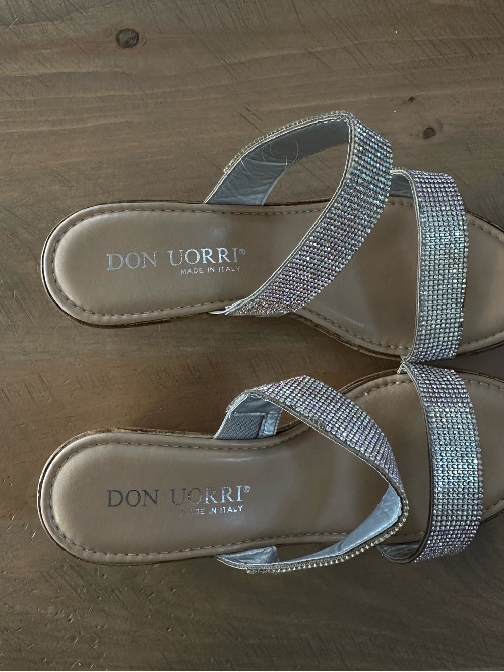 Women's Don Uorri Silver Rhinestone Wedge Sandals